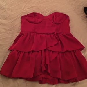 Red satin padded bustier top