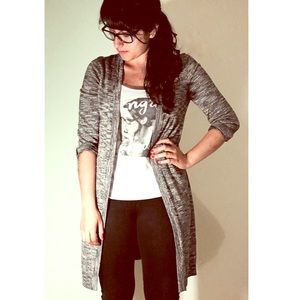 Glittery Gray Cardigan - Long Light Knit
