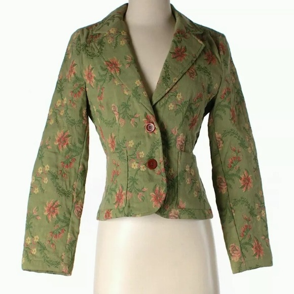 CAbi #165 Brocade Floral BlGreen Orange - Picture 2 of 5