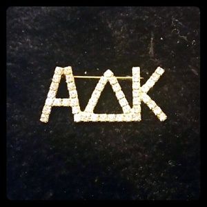 Gold and Rhinestone Alpha Delta Kappa pin