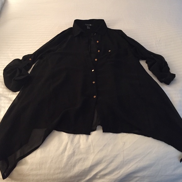 Sheer Black Button Down