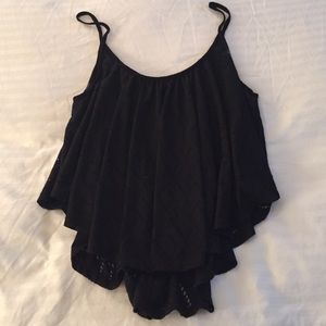 Black Patterned Crop Top