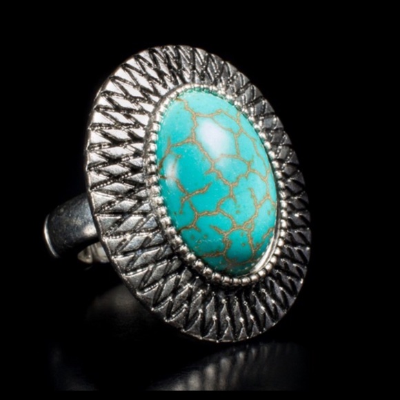 TURQUOISE STONE COCKTAIL STATEMENT BOHO RING A3C - Picture 5 of 6
