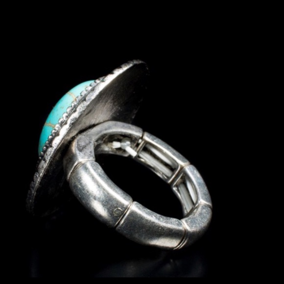 TURQUOISE STONE COCKTAIL STATEMENT BOHO RING A3C - Picture 3 of 6