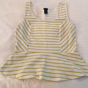 Lime Green Striped Peplum Top