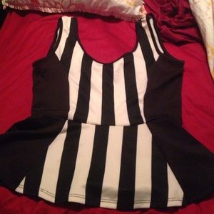 Black and white peplum tank