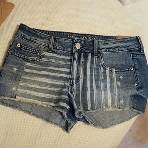 Patriotic shortie jean shorts