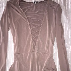 Plunging crisscross neck bodysuit