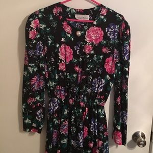 Vintage Black Floral Dress