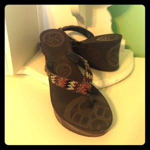BCBG wedge flip flops