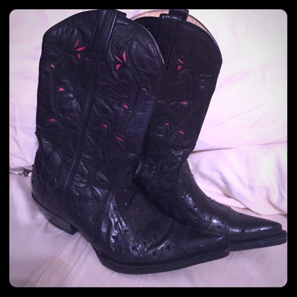 Ostrich leather boots