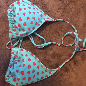 Blue and red heart bikini