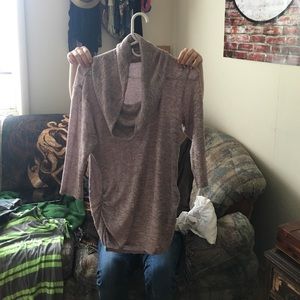 Sweater dress with cowl neck