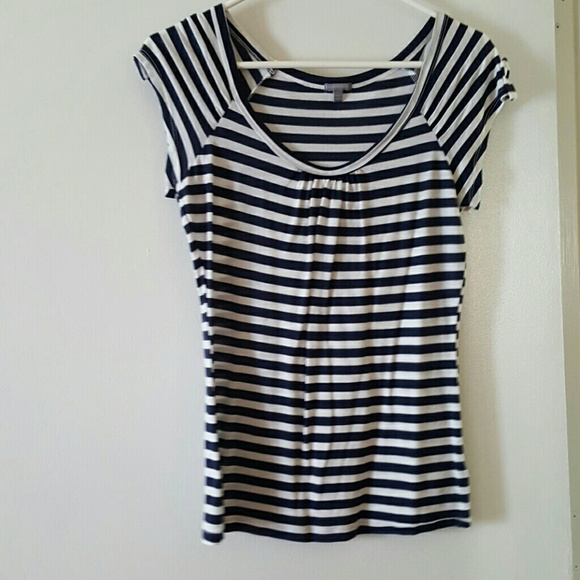 Navy blue and white top.