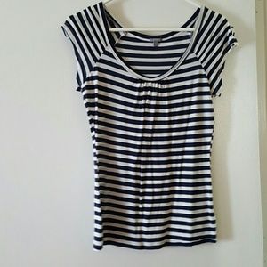 Navy blue and white top.