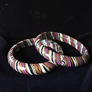 Set of 2 hand painted resin bangles