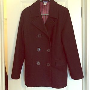 Delia's black peacoat