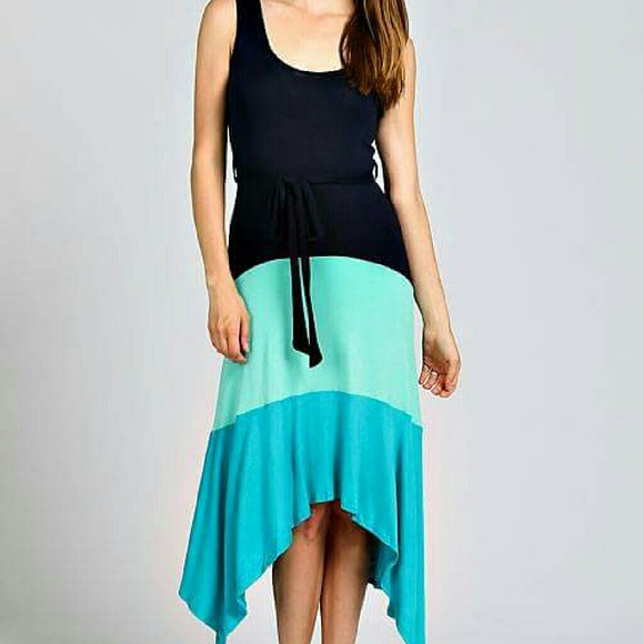 LAST ONE!! Shark bite hem colorblock dress