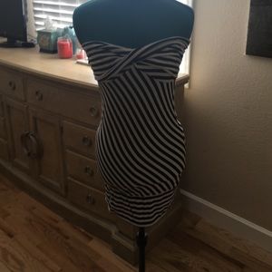 Striped strapless dress