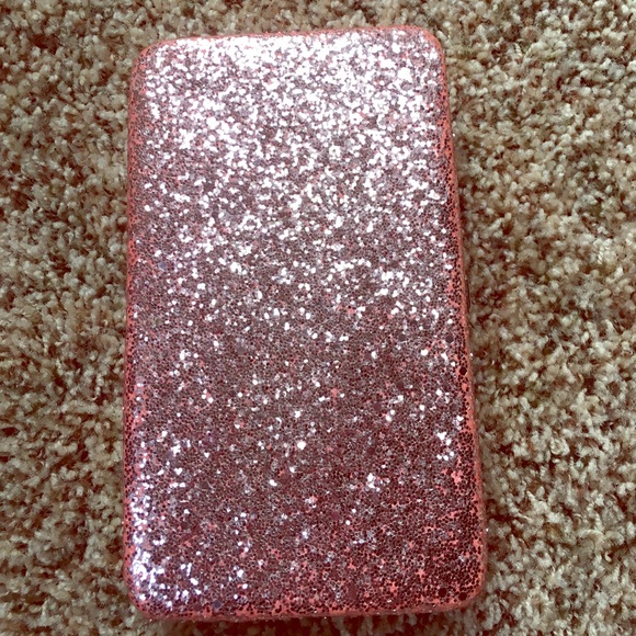 Pink glitter hard case wallet