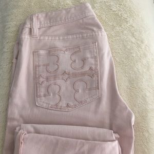 Light Pink Tory Burch Crop Jeans