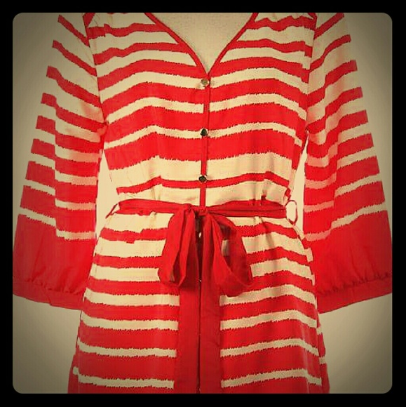 LAST ONE! Stripe print button down tunic