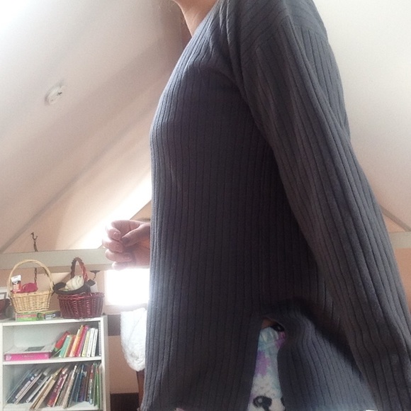 Grey, ribbed long sleeve sweater - Picture 3 of 4