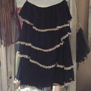 Judith March Lace Trimmed strapless dress // L