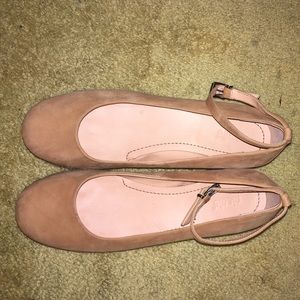 Tan ankle strap wedges