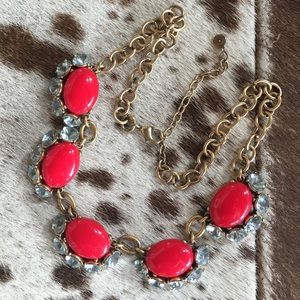 Stella and Dot red and faux diamond necklace