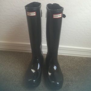 Hunter original high gloss adjustable back boots 6