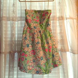 Lily Pulitzer Strapless Neon dress // LARGE