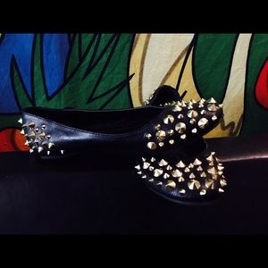 Gold Spiked Flats