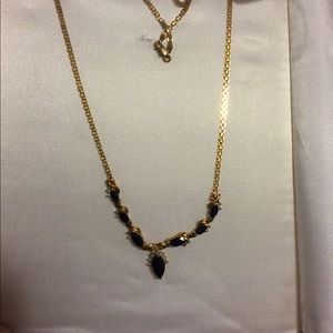 14k gold. Sapphire and diamond necklace