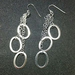 925 Sterling Silver Dangle Earrings 3 1/2"