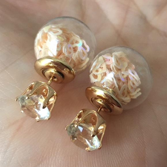 2/$15 Peachy Cream Filled Globe & Rhinestone - Picture 3 of 4