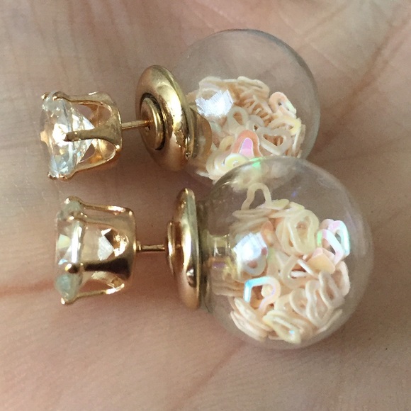 2/$15 Peachy Cream Filled Globe & Rhinestone - Picture 2 of 4