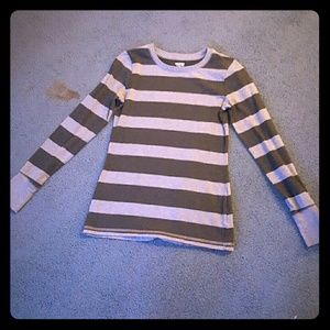 Fit, flattering grey and black striped shirt
