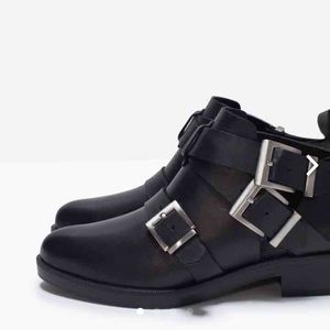 Zara open ankle boots with buckles