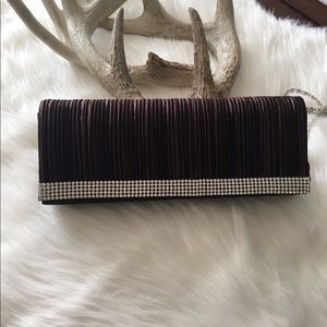 Satin Chocolate brown clutch