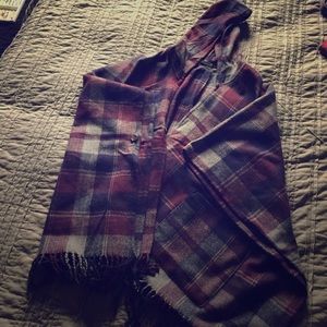 Plaid poncho, super cozy and warm!