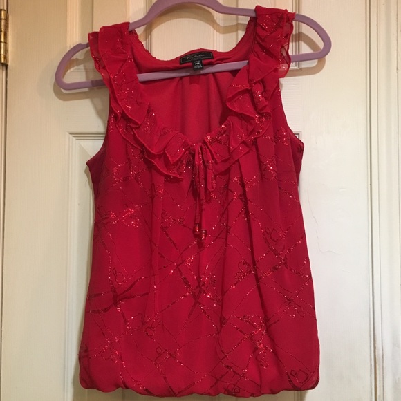 Dressbarn Red Dressy Top Size PM! Never Worn!