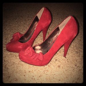Steve Madden red suede stiletto heels, size 7.5