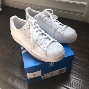 All white adidas women's superstar