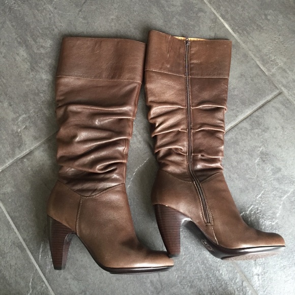 Slouchy leather boots.