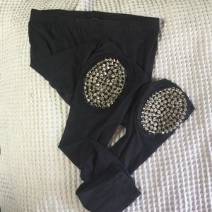 See you Monday spiked knee leggings