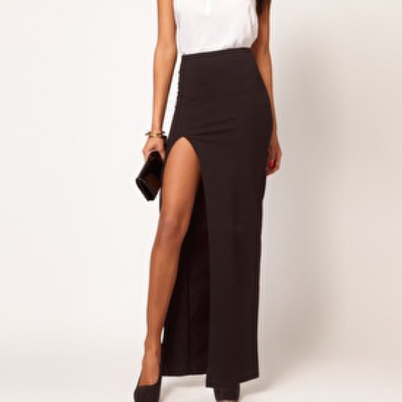 ASOS high waist maxi skirt with thigh high split