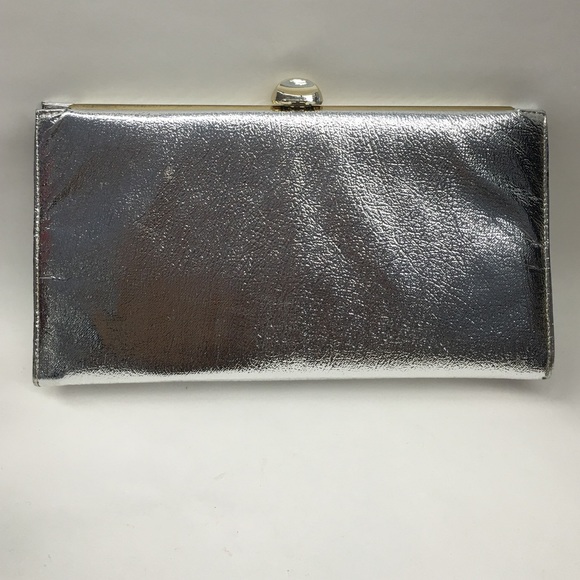 VINTAGE SILVER FOIL CLUTCH GREAT CONDITION