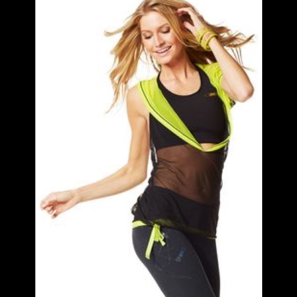 Zumba mesh/sheer halter top hoodie XL