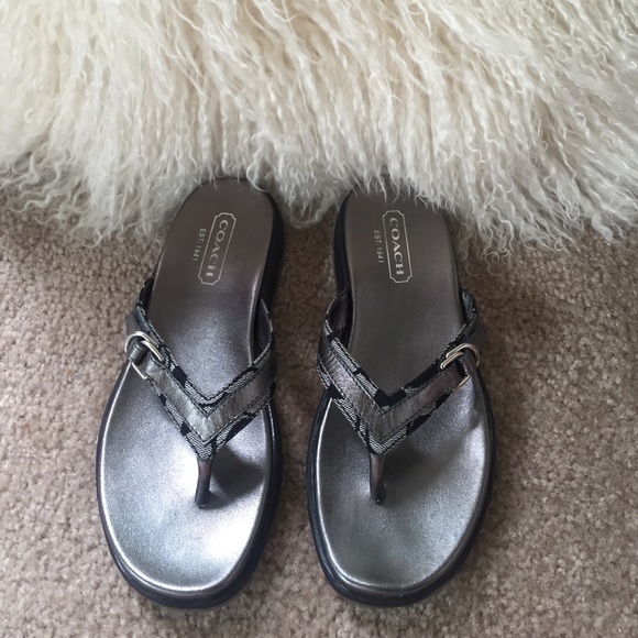 Grey Coach slip on sandals! AUTHENTIC, PRISTINE